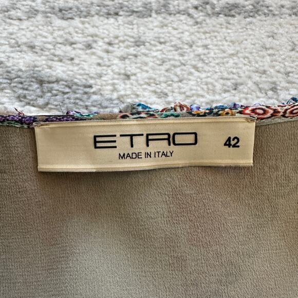 ETRO Silk Paisley Ruffle Wrap Dress Size IT 42 / US 6 - Picture 6 of 12